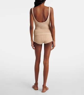 Crochet floral-appliqué cotton-blend top | Elie Saab