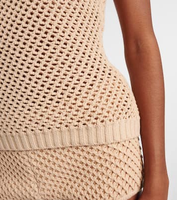 Crochet floral-appliqué cotton-blend top | Elie Saab