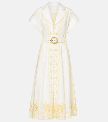 Lucky embroidered linen midi dress | Zimmermann
