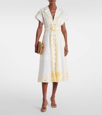 Lucky embroidered linen midi dress | Zimmermann
