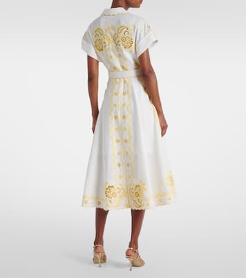 Lucky embroidered linen midi dress | Zimmermann