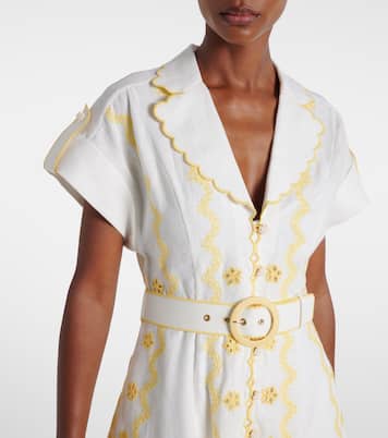 Lucky embroidered linen midi dress | Zimmermann