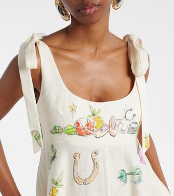 Bedrucktes Midikleid Anouk aus Leinen | Alémais