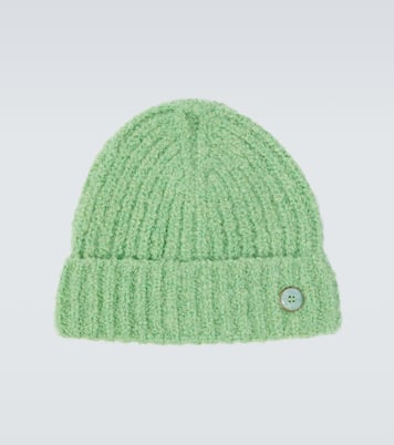Bouclé cashmere beanie with emerald | God's True Cashmere