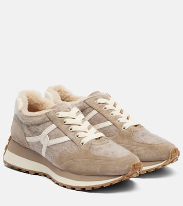 Valentina suede-trimmed leather sneakers | Veronica Beard