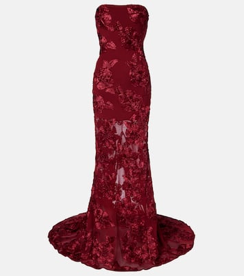 Robe longue en résille à fleurs | Rotate