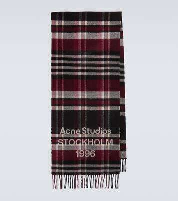 Écharpe en laine à carreaux et logo | Acne Studios