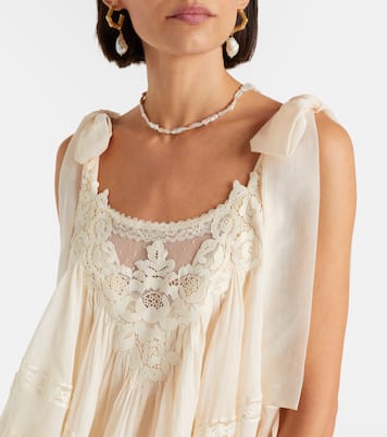 Top Awaken aus Baumwolle und Seide mit Spitze | Zimmermann