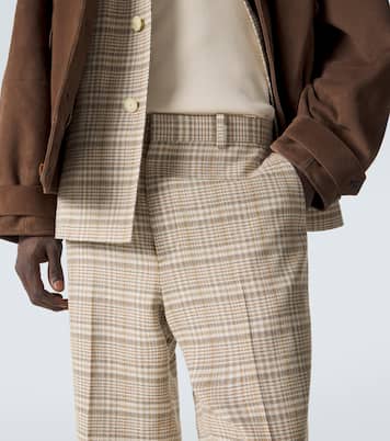 Checked silk and linen tweed straight pants | Auralee