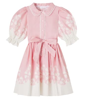 Bow-detail printed cotton shirt dress | Patachou