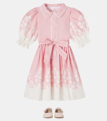 Bow-detail printed cotton shirt dress | Patachou