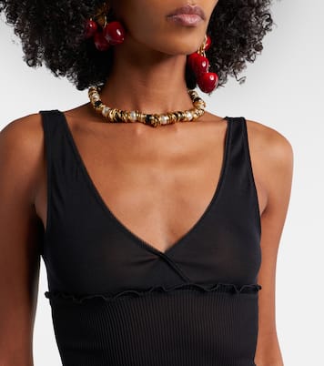 Scalloped silk satin top | Saint Laurent