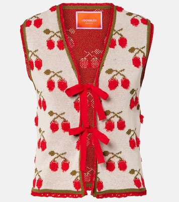 Cherry cotton-blend intarsia vest | La DoubleJ