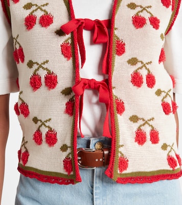 Cherry cotton-blend intarsia vest | La DoubleJ
