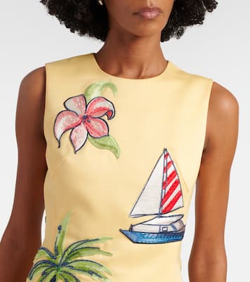 Beaded patch-appliqué midi dress | Leo Lin