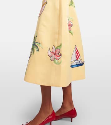 Beaded patch-appliqué midi dress | Leo Lin