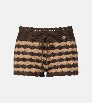 Striped knitted cotton shorts | Valentino