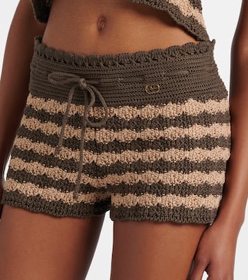Striped knitted cotton shorts | Valentino