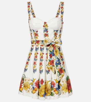 Vestido corto en mezcla de lino floral | Farm Rio