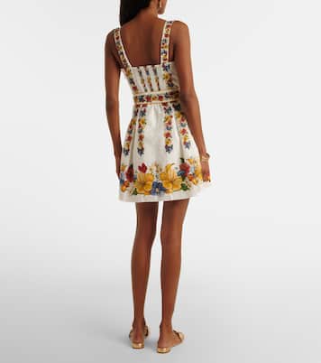 Vestido corto en mezcla de lino floral | Farm Rio