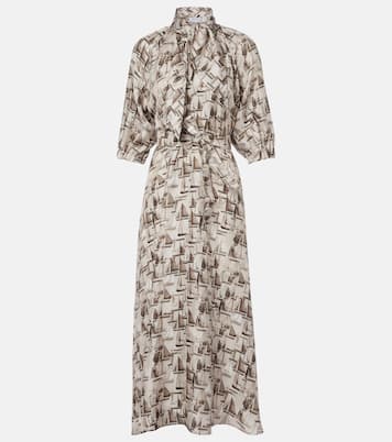 Robe midi en soie à col lavallière | Max Mara