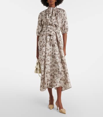 Robe midi en soie à col lavallière | Max Mara