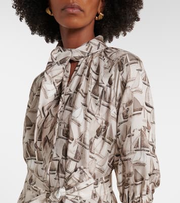 Robe midi en soie à col lavallière | Max Mara
