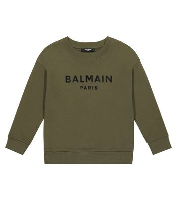 Logo printed cotton sweatshirt | Balmain Kids
