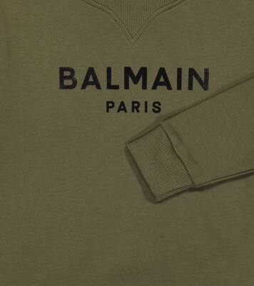 Logo printed cotton sweatshirt | Balmain Kids