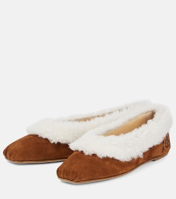 Embroidered shearling ballet flats | Magda Butrym