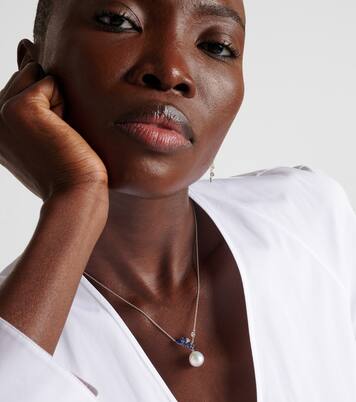 Romance 18kt white gold necklace with sapphires, diamonds, and pearl | Bucherer Fine Jewellery