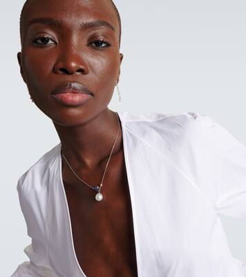 Romance 18kt white gold necklace with sapphires, diamonds, and pearl | Bucherer Fine Jewellery