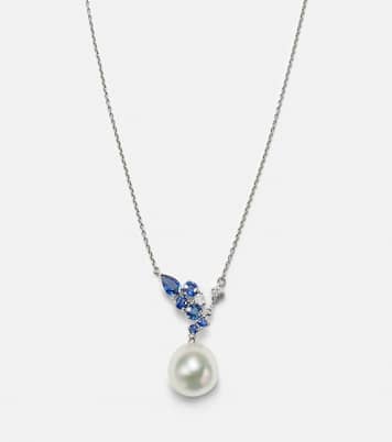 Romance 18kt white gold necklace with sapphires, diamonds, and pearl | Bucherer Fine Jewellery