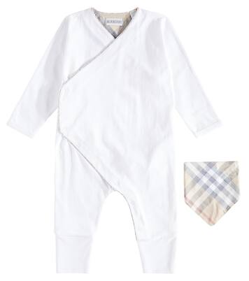 Baby - Jumpsuit corta e bavaglino in cotone | Burberry Kids