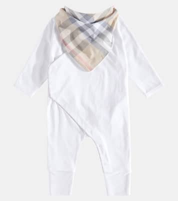 Baby - Jumpsuit corta e bavaglino in cotone | Burberry Kids