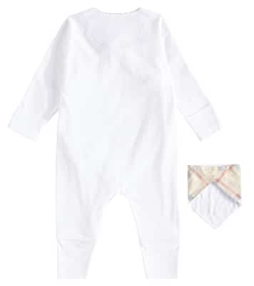 Baby - Jumpsuit corta e bavaglino in cotone | Burberry Kids