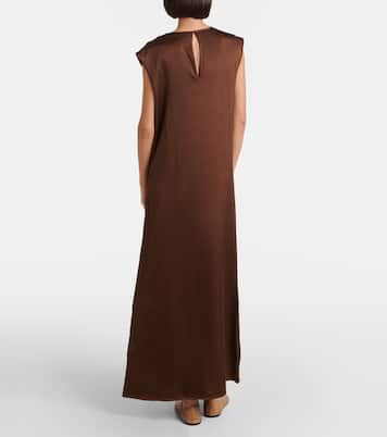 Robe longue Rose en satin de soie | Asceno