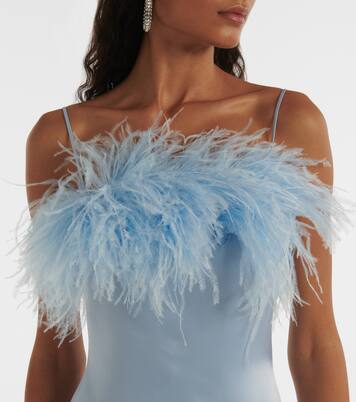 Robe asymétrique en satin à plumes | David Koma