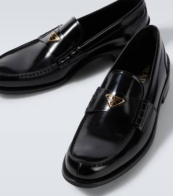 Logo leather loafers | Prada