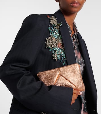 Clutch in pelle metallizzata | Dries Van Noten