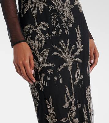 Marcella beaded open-back tulle gown | Costarellos