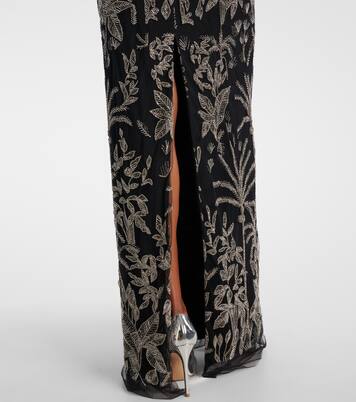 Marcella beaded open-back tulle gown | Costarellos