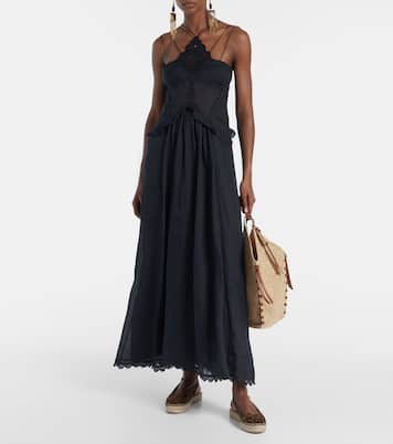 Paz绒面革露跟草编鞋 | Gianvito Rossi