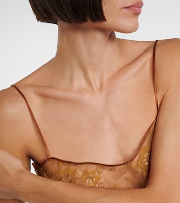 Silk-trimmed lace top | Jacques Wei