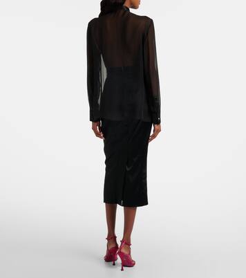 Floral-appliqué sheer silk blouse | Dolce&Gabbana