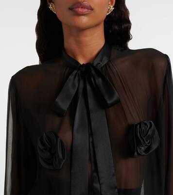 Floral-appliqué sheer silk blouse | Dolce&Gabbana