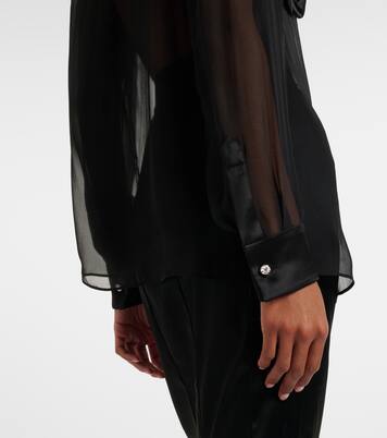 Floral-appliqué sheer silk blouse | Dolce&Gabbana