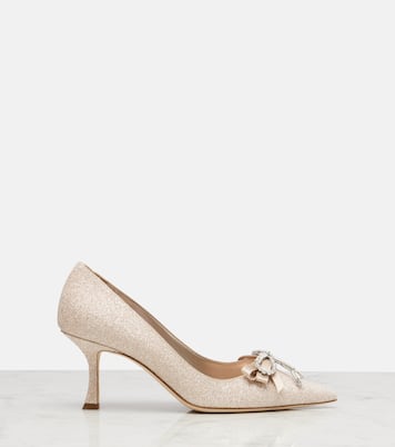 Auria 70 crystal-embellished glitter pumps | Jimmy Choo