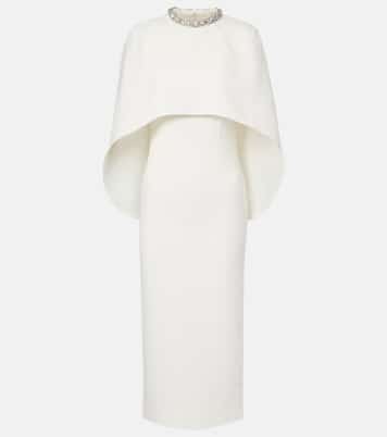 Caped crystal-embellished crêpe midi dress | Roland Mouret
