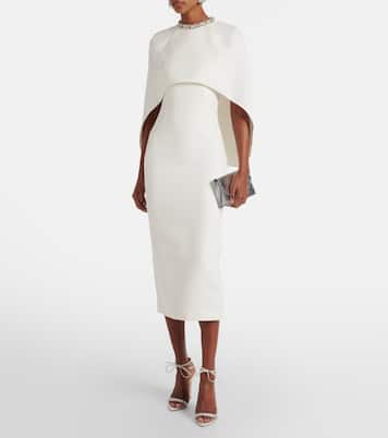 Caped crystal-embellished crêpe midi dress | Roland Mouret